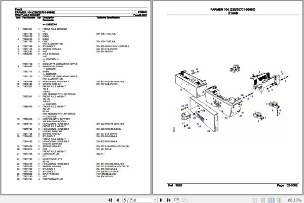 Fendt Tractor Farmer 104 Parts Catalog F238001 11.2018 2