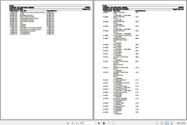 Fendt Tractor Farmer 105 Parts Catalog F258001 11.2018 1