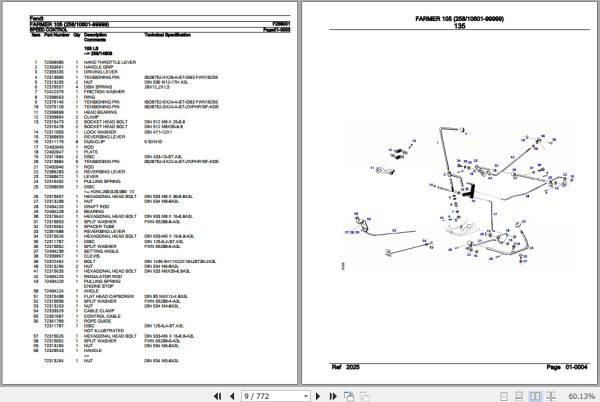 Fendt Tractor Farmer 105 Parts Catalog F258001 11.2018 2