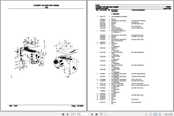 Fendt Tractor Farmer 105 Parts Catalog F258001 11.2018 3