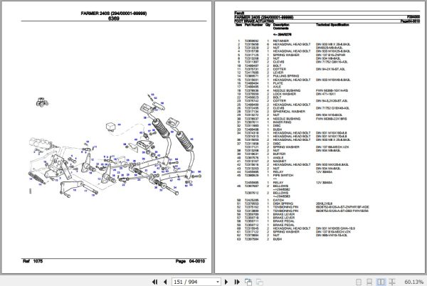 Fendt Tractor Farmer 240S Parts Catalog F294000 11.2018 3