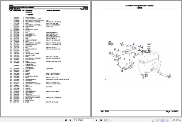 Fendt Tractor Farmer 250S Parts Catalog F295000 09.2020 2