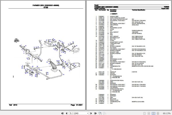 Fendt Tractor Farmer 250V Parts Catalog F205000 09.2020 2