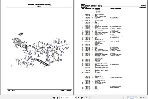 Fendt Tractor Farmer 250V Parts Catalog F205000 09.2020 3