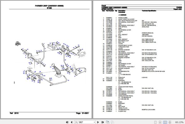 Fendt Tractor Farmer 260P Parts Catalog F246000 11.2018 2