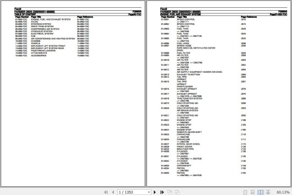 Fendt Tractor Farmer 260S Parts Catalog F296000 09.2020 1