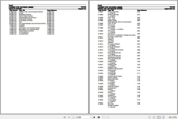 Fendt Tractor Farmer 270P Parts Catalog F247000 09.2020 1