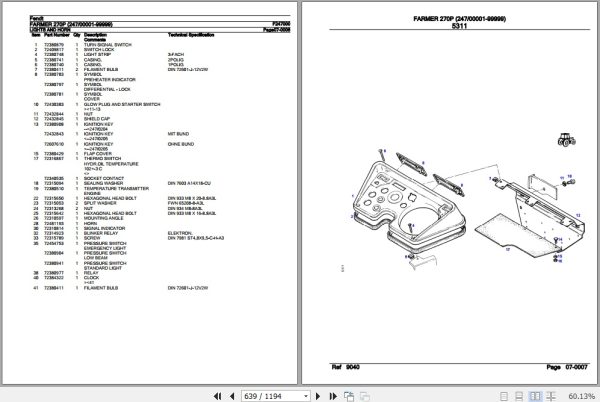 Fendt Tractor Farmer 270P Parts Catalog F247000 09.2020 3