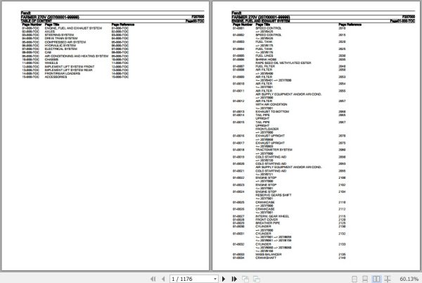 Fendt Tractor Farmer 270V Parts Catalog F207000 09.2020 1