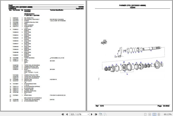 Fendt Tractor Farmer 270V Parts Catalog F207000 09.2020 3