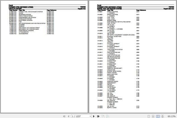 Fendt Tractor Farmer 275S Parts Catalog F297000 09.2020 1