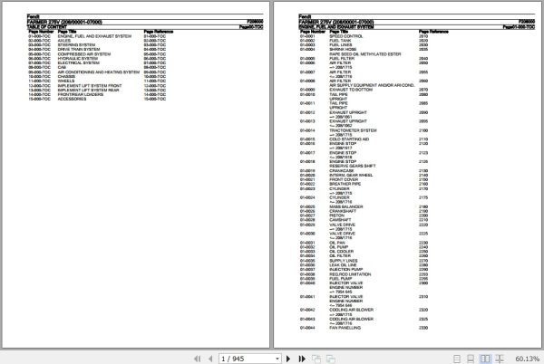Fendt Tractor Farmer 275V Parts Catalog F208000 09.2020 1