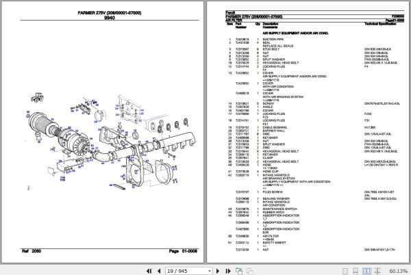 Fendt Tractor Farmer 275V Parts Catalog F208000 09.2020 3
