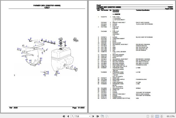Fendt Tractor Farmer 280V Parts Catalog F208001 11.2017 2