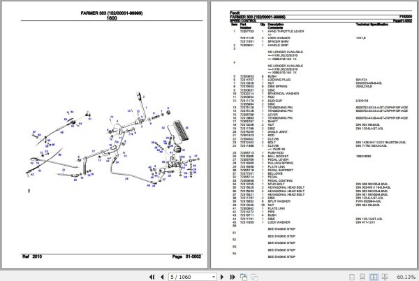 Fendt Tractor Farmer 303 Parts Catalog F152000 11.2018 2