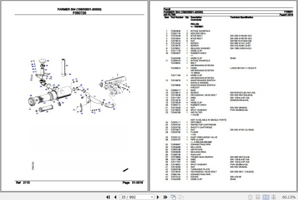 Fendt Tractor Farmer 304 Parts Catalog F158001 11.2018 2