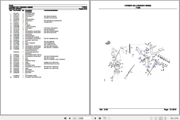 Fendt Tractor Farmer 304 Parts Catalog F158002 09.2020 2