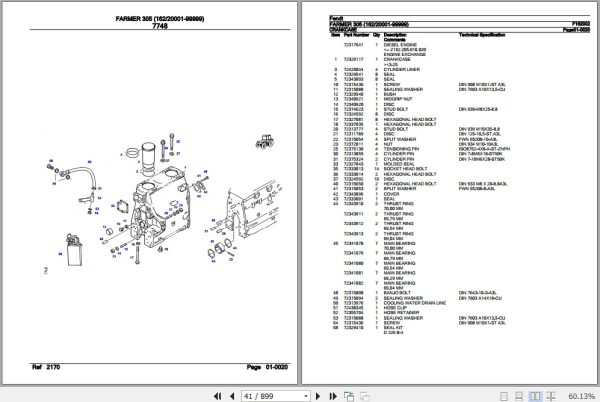 Fendt Tractor Farmer 305 Parts Catalog F162002 11.2018 2