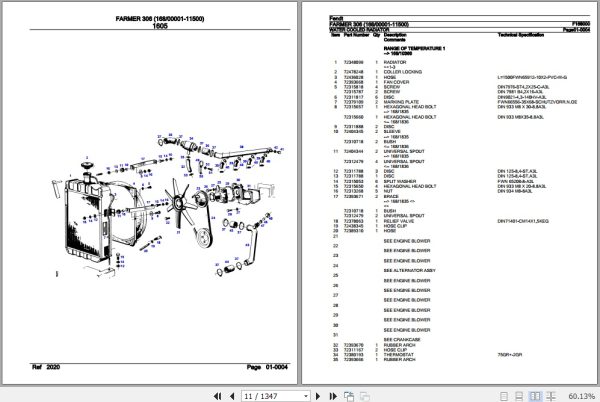Fendt Tractor Farmer 306 Parts Catalog F168000 11.2018 2