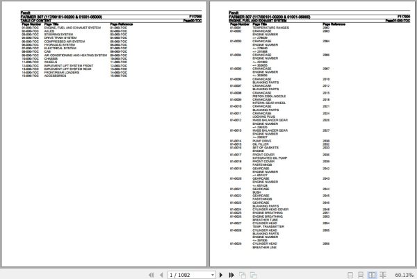 Fendt Tractor Farmer 307 Parts Catalog F117000 10.2018 1