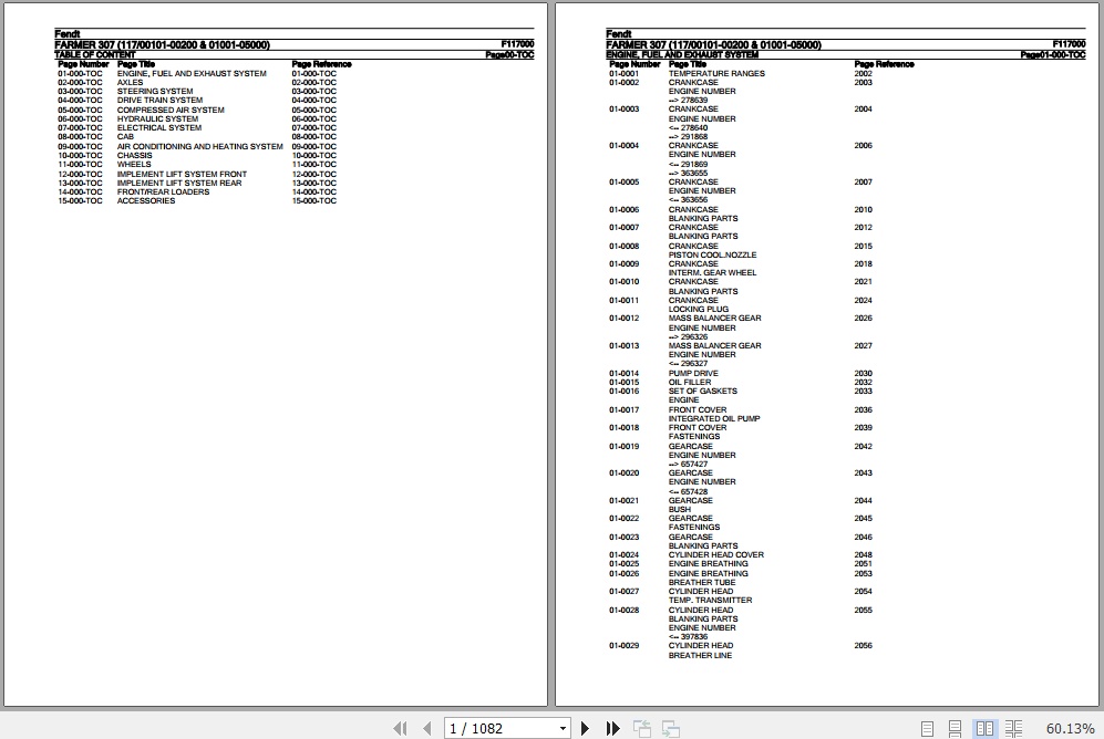 Fendt Tractor Farmer 307 Parts Catalog F117000 10.2018 1