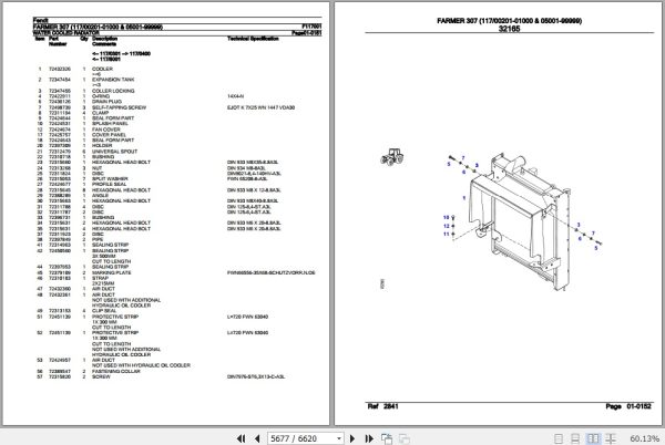 Fendt Tractor Farmer 307 Parts Catalog F117001 01.2020 2