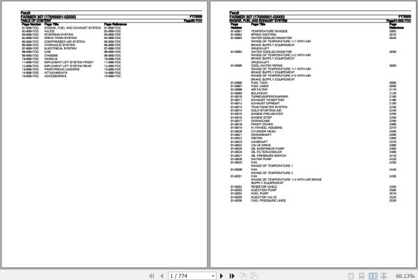 Fendt Tractor Farmer 307 Parts Catalog F170000 11.2018 1