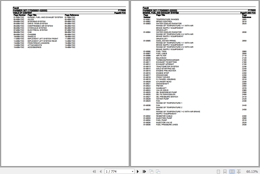 Fendt Tractor Farmer 307 Parts Catalog F170000 11.2018 1