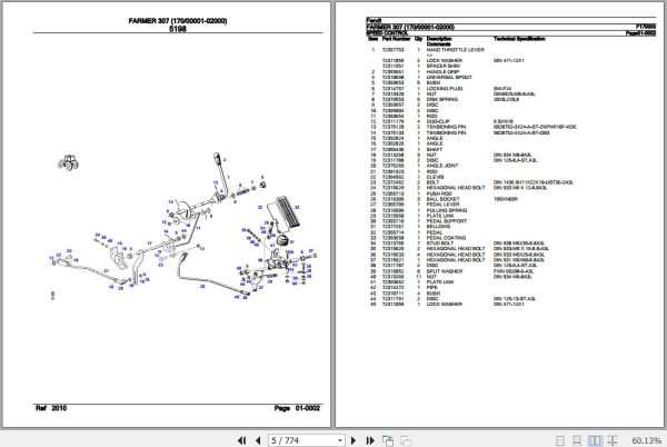 Fendt Tractor Farmer 307 Parts Catalog F170000 11.2018 2