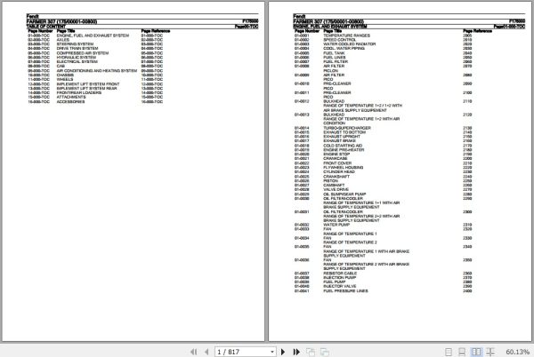 Fendt Tractor Farmer 307 Parts Catalog F175000 11.2018 1