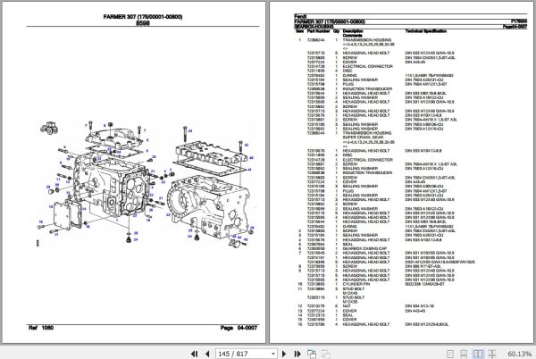 Fendt Tractor Farmer 307 Parts Catalog F175000 11.2018 3