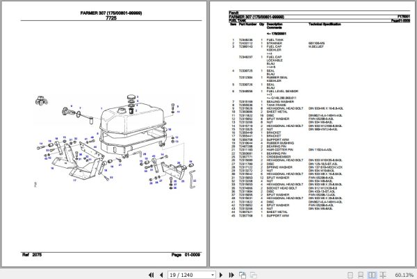 Fendt Tractor Farmer 307 Parts Catalog F175001 11.2018 2