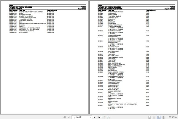 Fendt Tractor Farmer 307 Parts Catalog F307000 09.2020 1