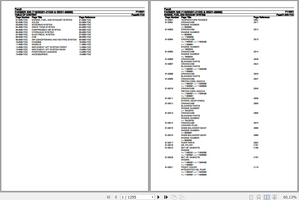 Fendt Tractor Farmer 308 Parts Catalog F118001 01.2020 1