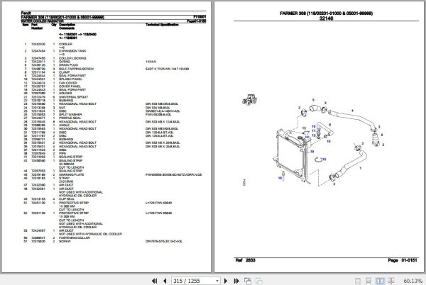 Fendt Tractor Farmer 308 Parts Catalog F118001 01.2020 2