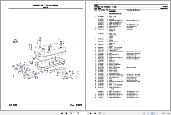 Fendt Tractor Farmer 308 Parts Catalog F178001 11.2018 2