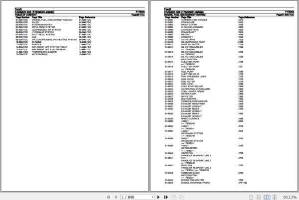 Fendt Tractor Farmer 308 Parts Catalog F178003 09.2020 1