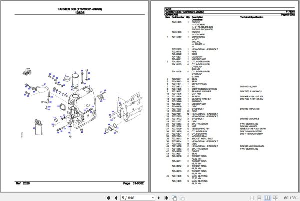 Fendt Tractor Farmer 308 Parts Catalog F178003 09.2020 2
