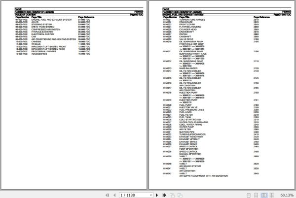 Fendt Tractor Farmer 308 Parts Catalog F308000 09.2020 1