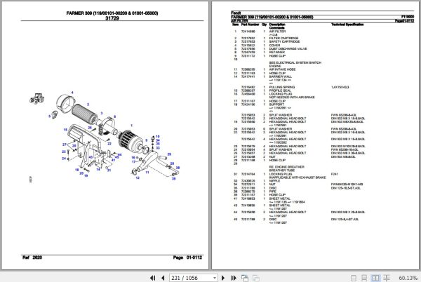 Fendt Tractor Farmer 309 Parts Catalog F119000 11.2018 2