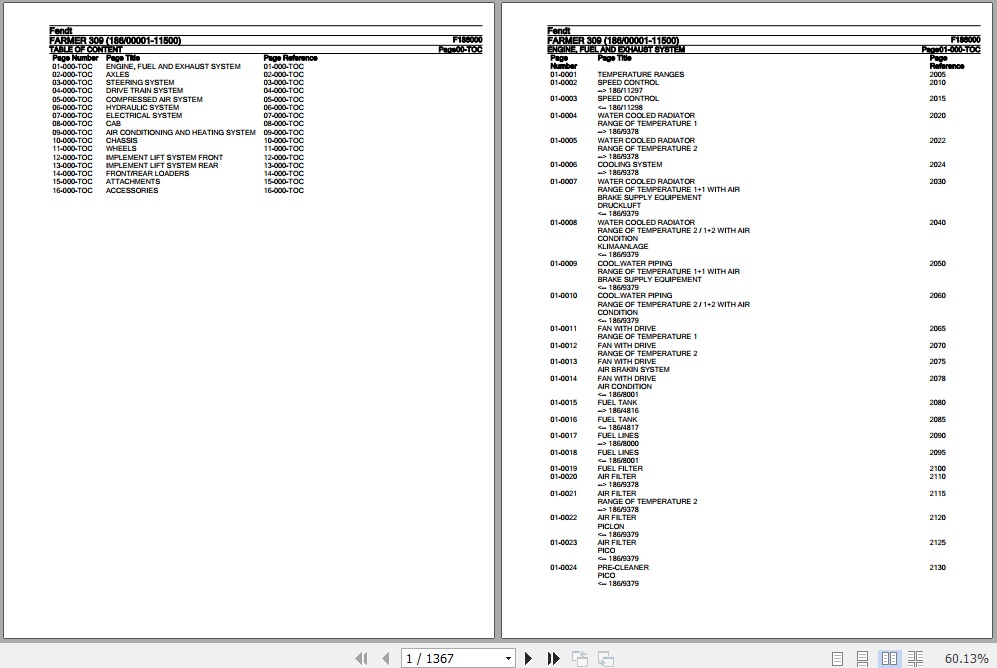 Fendt Tractor Farmer 309 Parts Catalog F186000 11.2018 1