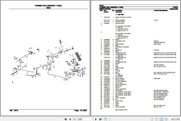 Fendt Tractor Farmer 309 Parts Catalog F186000 11.2018 2