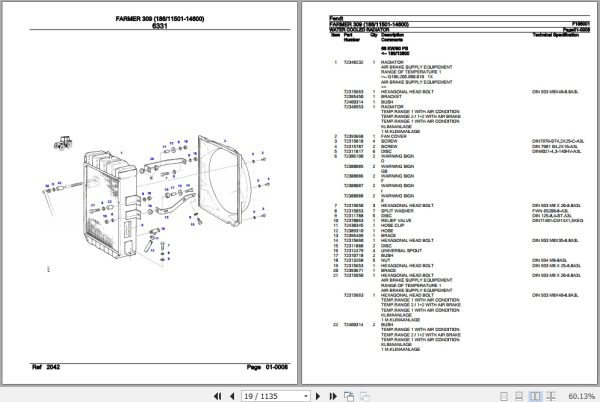 Fendt Tractor Farmer 309 Parts Catalog F186001 11.2018 2