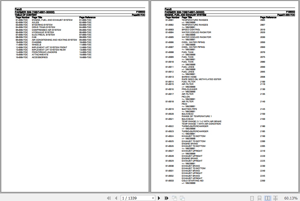 Fendt Tractor Farmer 309 Parts Catalog F186002 11.2018 1