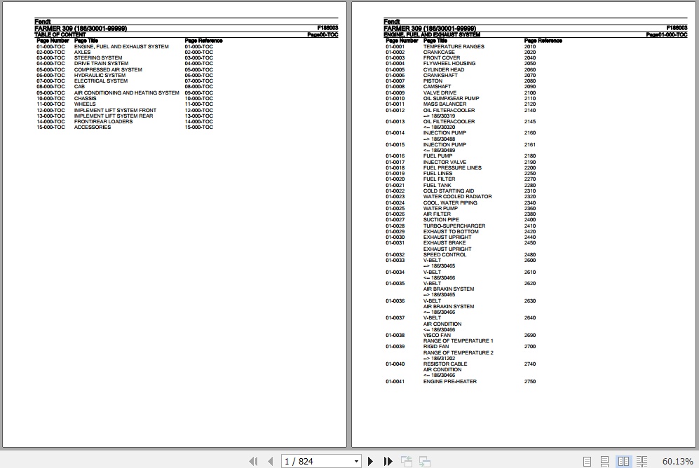 Fendt Tractor Farmer 309 Parts Catalog F186003 11.2018 1