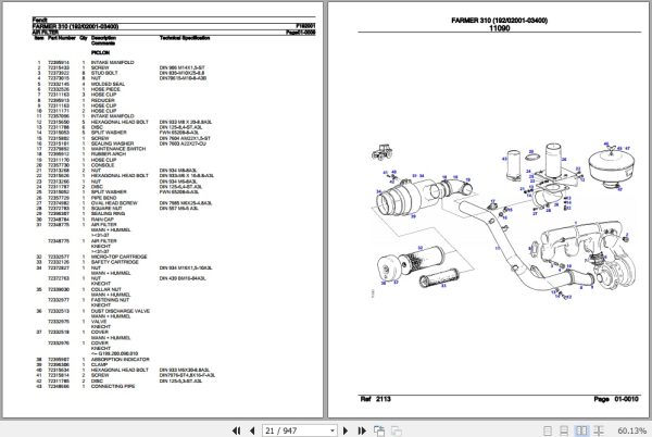 Fendt Tractor Farmer 310 Parts Catalog F192001 11.2018 3
