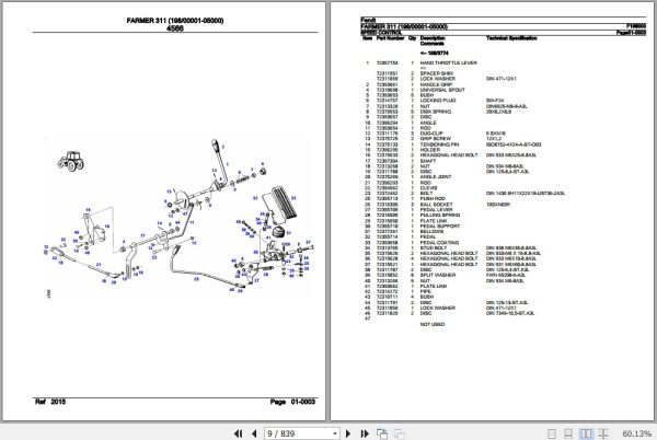 Fendt Tractor Farmer 311 Parts Catalog F198000 11.2018 2