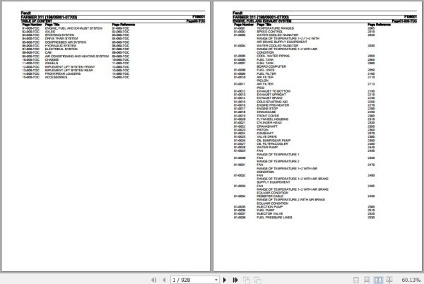 Fendt Tractor Farmer 311 Parts Catalog F198001 11.2018 1