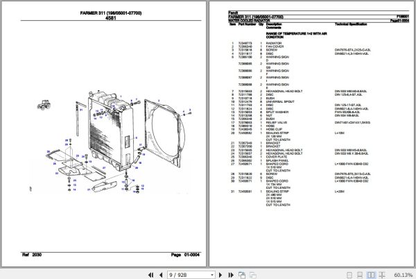 Fendt Tractor Farmer 311 Parts Catalog F198001 11.2018 2