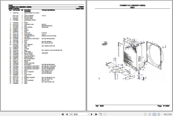 Fendt Tractor Farmer 312 Parts Catalog F199000 11.2018 2